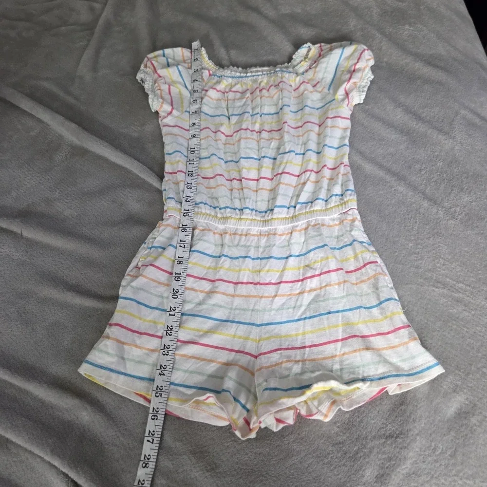 Old Navy Romper Girls 10-12 White Striped Knit Elastic Waist Summer Casual
